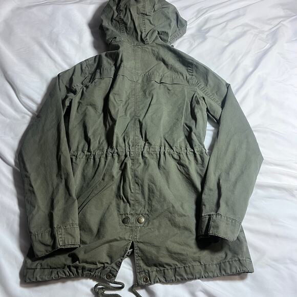 Ambiance Women’s Utility Jacket Size M Army Green Hooded Anorak Drawstring Coat - Picture 4 of 8